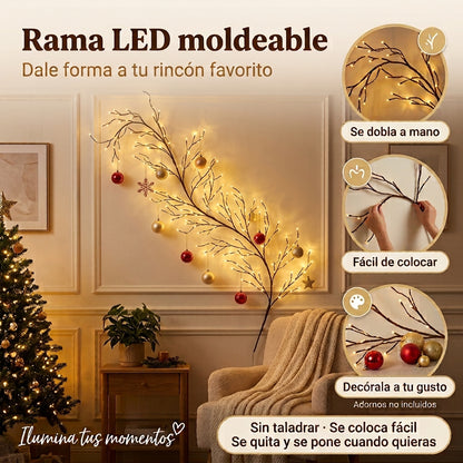 Detalle de las luces cálidas de la rama LED Vesora