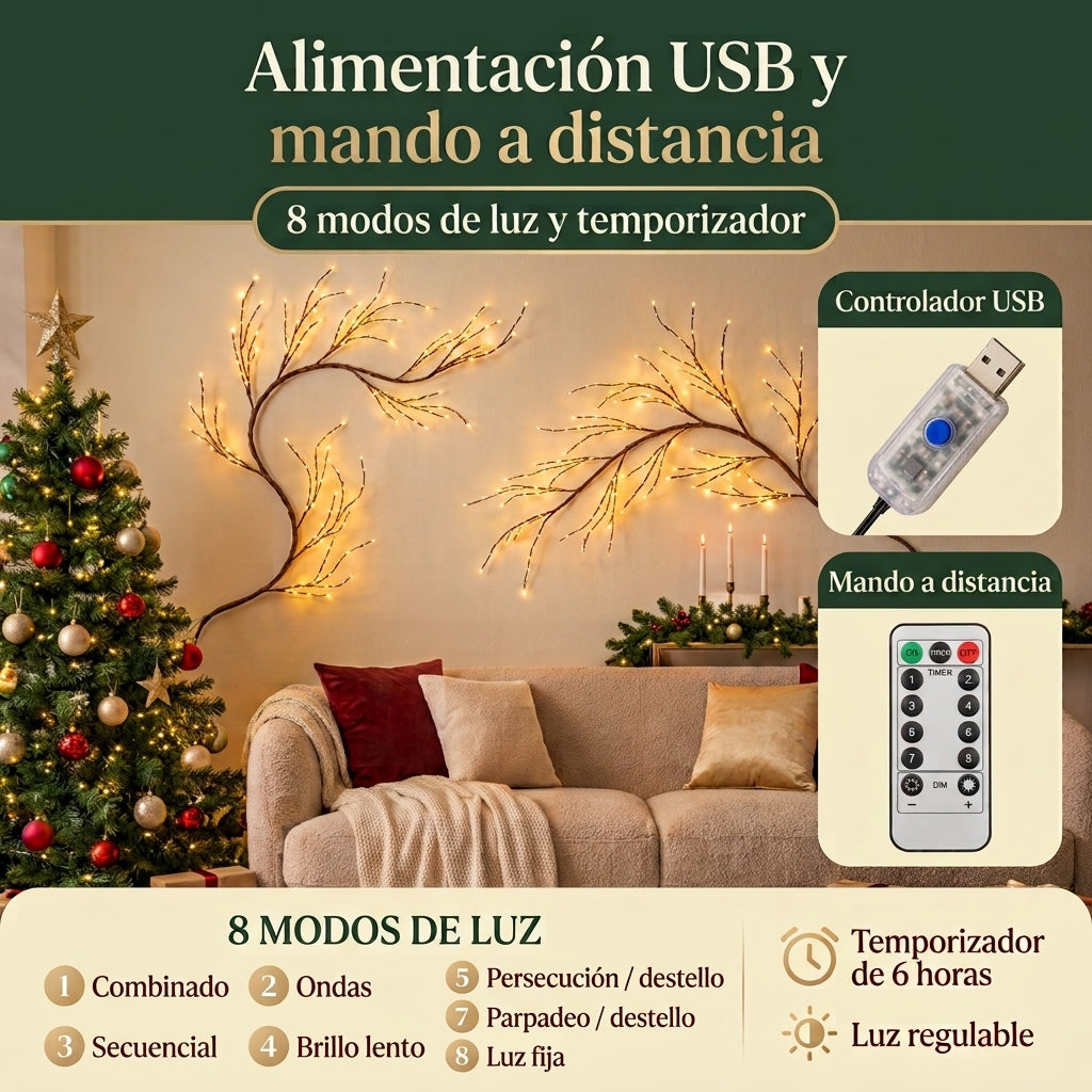 Rama LED moldeable Vesora colocada en la pared